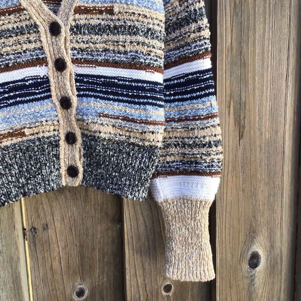 Veronica Beard Womens Small Striped Chunky Knit Cardigan Wool Cotton Sweater - Picture 3 of 7